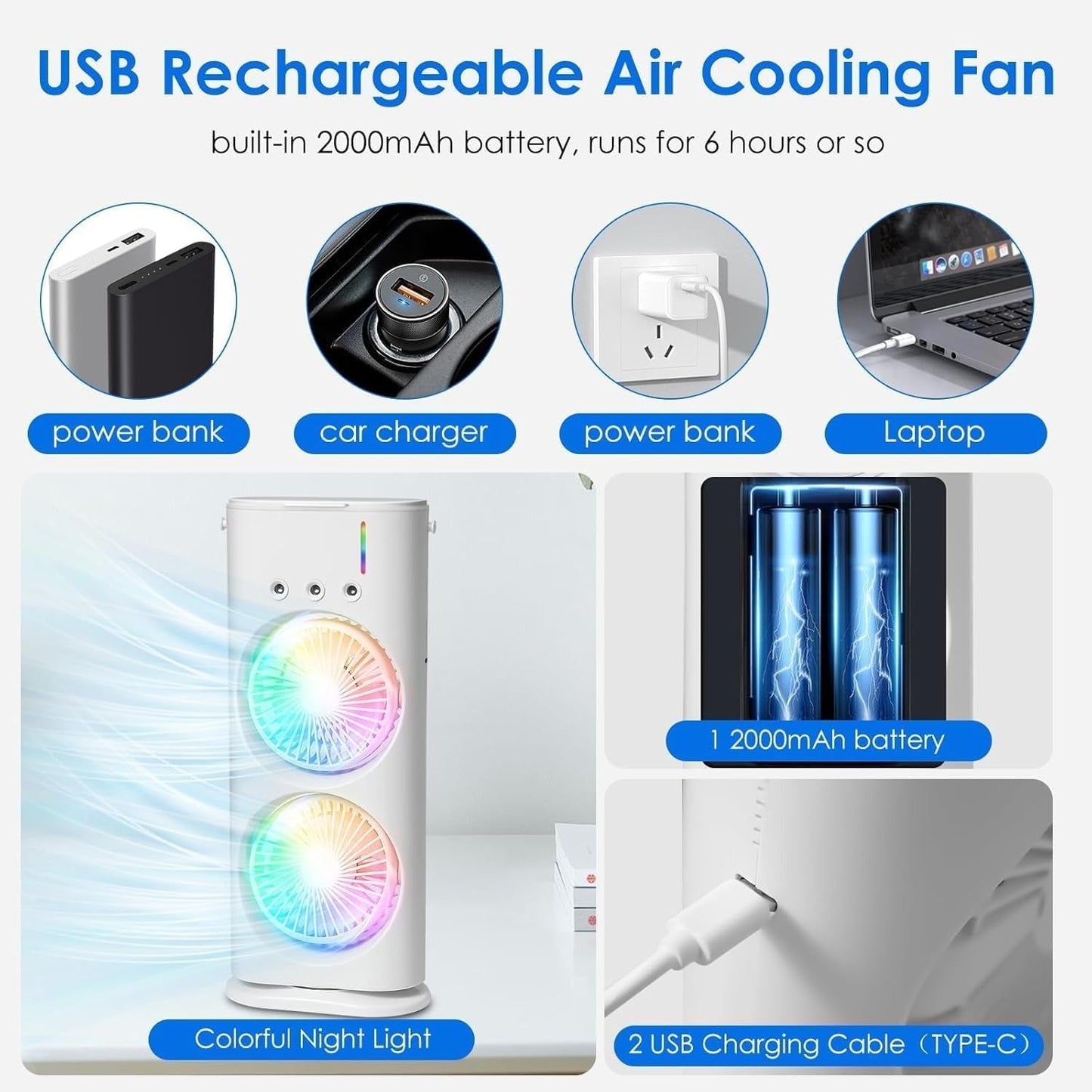 Dual-Blast Rechargeable Air Conditioner